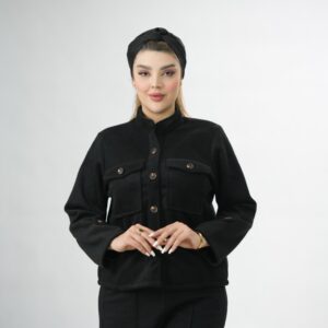 کت فوتر پاییزه زنانه رنگ مشکی فری سایز دنیای لی