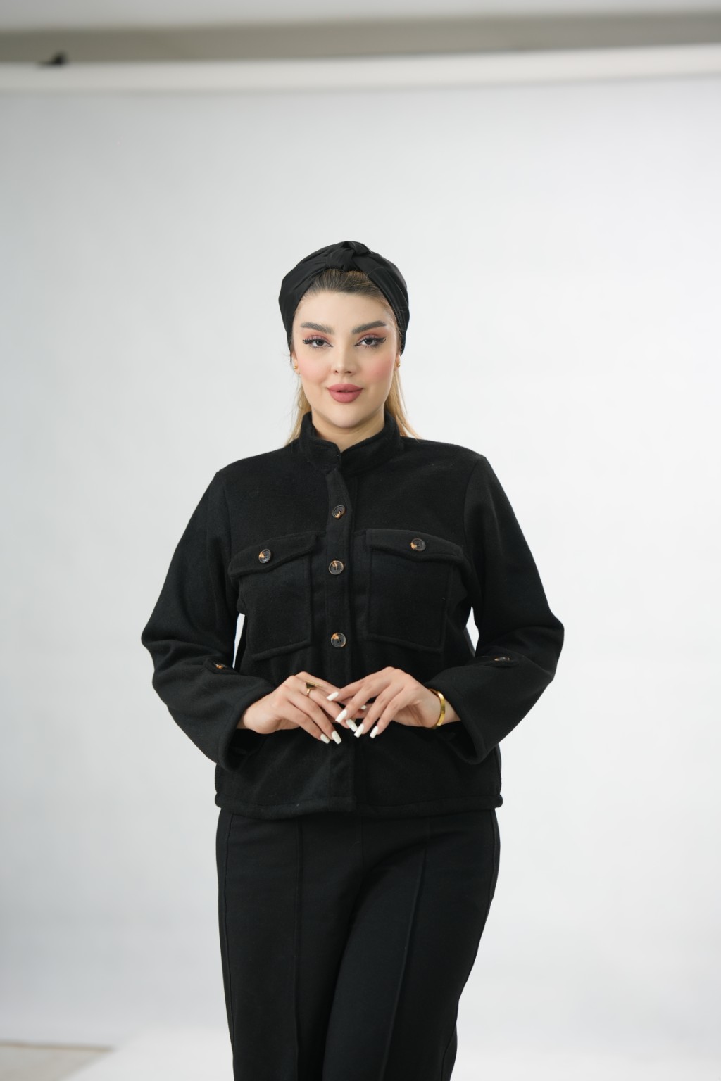 کت فوتر پاییزه زنانه رنگ مشکی فری سایز دنیای لی