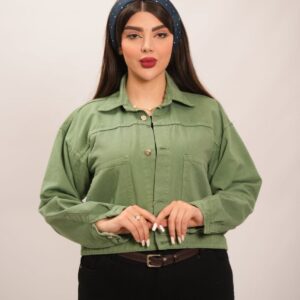 کت پاییزه کتان کوتاه زنانه رنگ سدری
