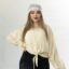 شومیز گرهی شیشه‌ای زنانه رنگ کرم - نمای کامل